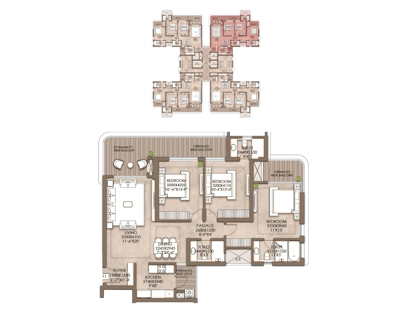 CRC Maesta 3 BHK - 1720 Sq.Ft.